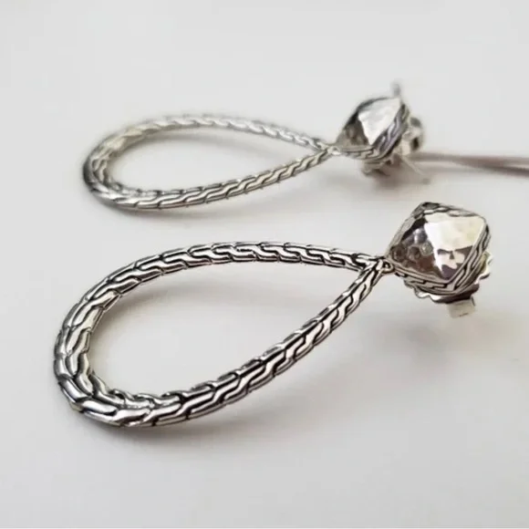 John Hardy Silver Teardrop Earrings - Picture 1 of 11